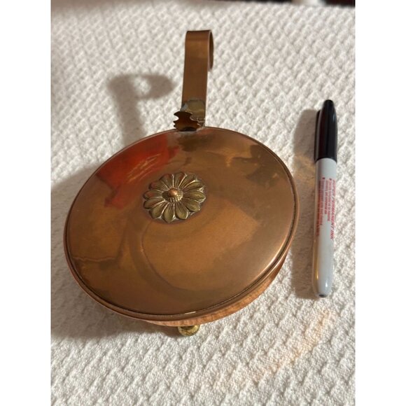 Copper Silent Butler Crumb Catcher Hinge Lid Feet Fireplace Decor Bed Warmer - Picture 5 of 11